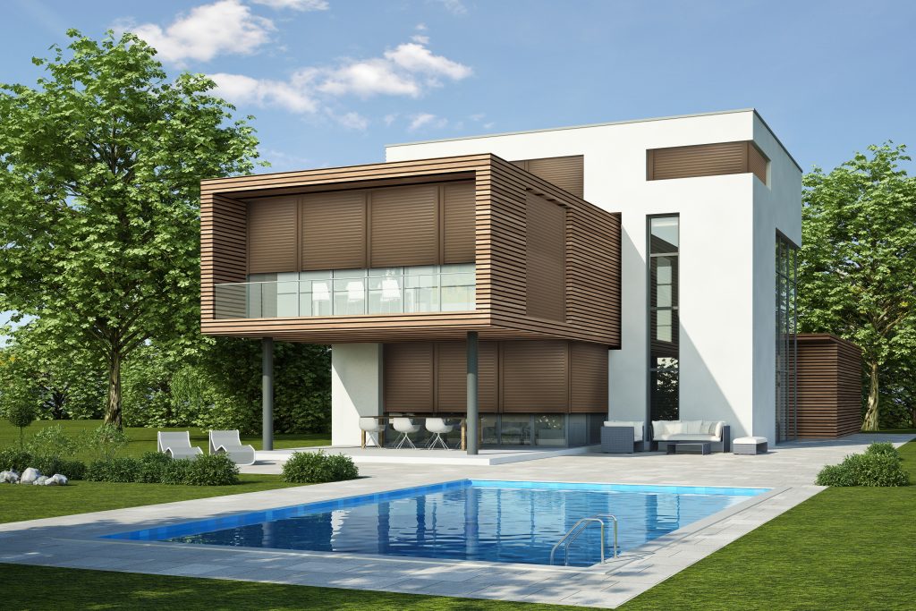Moderne Villa 3 weiss holz - rolety okienne