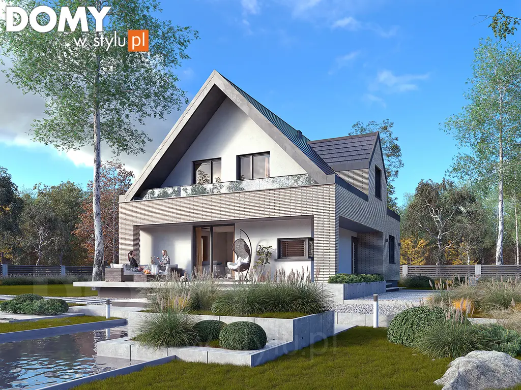 Nowoczesny projekt domu z poddaszem Krzemień - wizualizacja frontowa